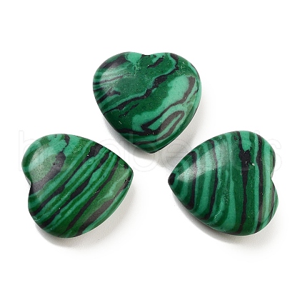 Mother's Day Gifts Heart Synthetic Malachite Palm Stones G-C134-06A-08-1