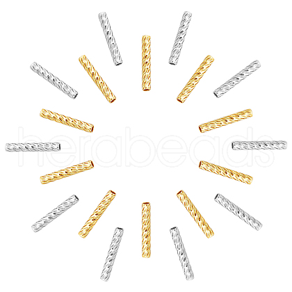 HOBBIESAY 120Pcs 2 Colors Brass Tube Beads KK-HY0001-92-1
