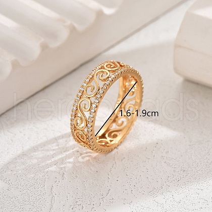 Elegant Cloud Pattern Brass Cubic Zirconia Ring for Women Casual Vacation Wear NW6172-4-1