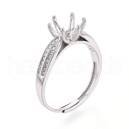 Rhodium Plated 925 Sterling Silver Micro Pave Cubic Zirconia Solitaire Ring Settings STER-T008-22P-1