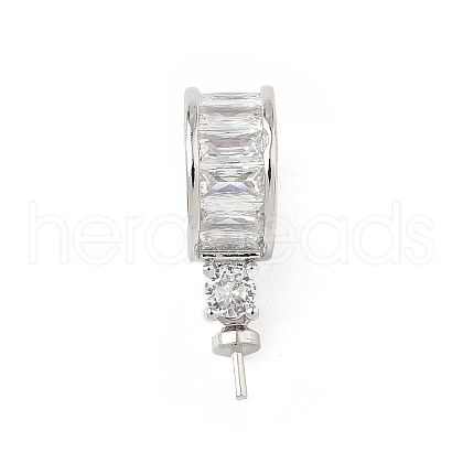 Brass Pave Cubic Zirconia Hoop Earring Findings KK-D369-02P-1