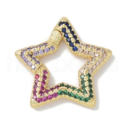 Rack Plating Brass Micro Pave Cubic Zirconia Twister Clasps KK-NH0002-14G-02-1