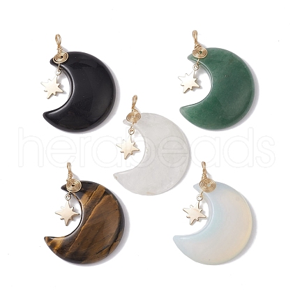 Natural & Synthetic Mixed Gemstone Pendants PALLOY-JF02558-1