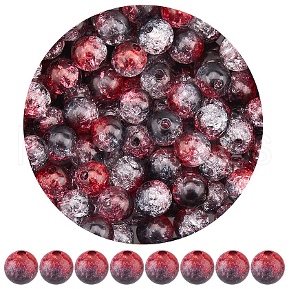 SOFPLATE 300Pcs Transparent Crackle Acrylic Beads CACR-SP0001-01C-1