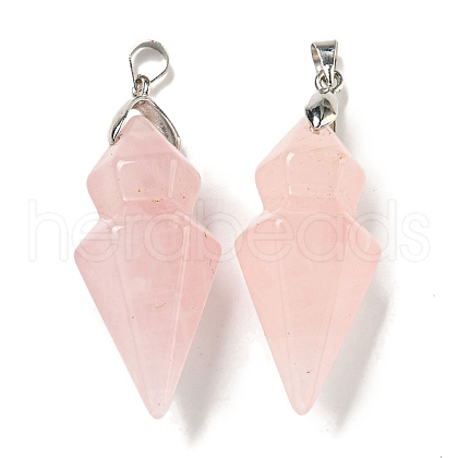 Natural Rose Quartz Pointed Pendants G-F766-08AS-03-1