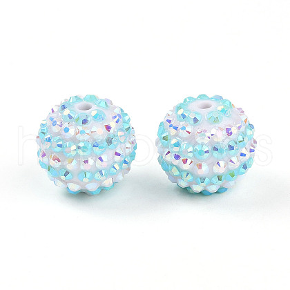 Stripe Pattern Resin AB Rhinestone Round Beads RESI-S313-18x20-15-1