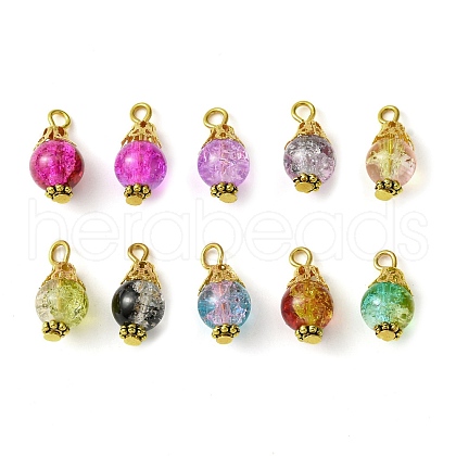 10Pcs 10 Color Round Glass Round Pendant PALLOY-JF02281-1