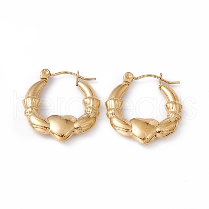 Ion Plating(IP) 304 Stainless Steel Claddagh Earrings EJEW-G314-12G-1