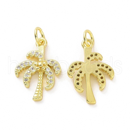 Brass Micro Pave Clear Cubic Zirconia Pendants KK-E068-VF062-1