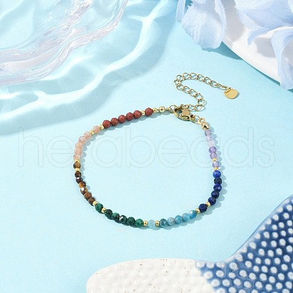 Chakra Natural Mixed Gemstone Chips Beaded Bracelets for Women BJEW-JB11631-01-1