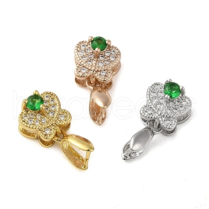 Rack Plating Brass Micro Pave Cubic Zirconia Ice Pick Pinch Bails KK-K340-21-1