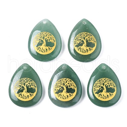 Natural Green Aventurine Pendants G-T122-71I-1