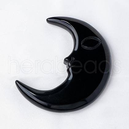 Natural Obsidian Moon Display Decorations PW-WG5DB0A-02-1