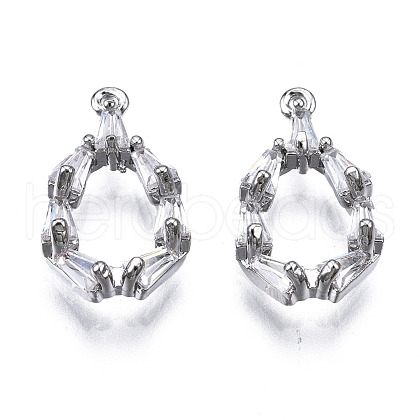 Brass Inlaid Clear Cubic Zirconia Charms ZIRC-S069-021P-1