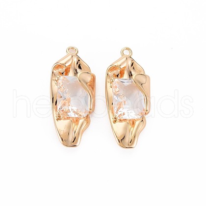 Brass Micro Pave Clear Cubic Zirconia Pendants KK-S364-105-1