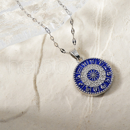 Elegant Brass Blue Enamel Constellation Pendant  Necklaces with Clear Cubic Zircona for Daily Wear and Holiday Gifts IH8873-2-1