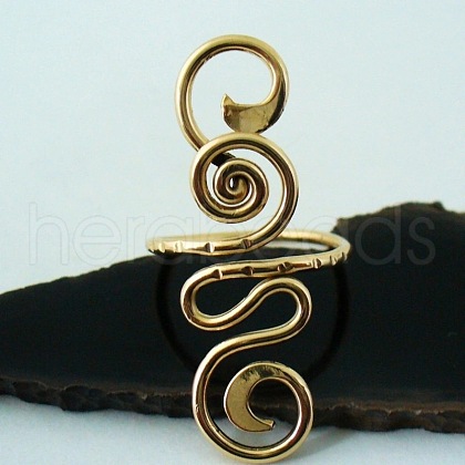 Boho Adjustable Brass Twisted Wire Wrapped Long Toe Rings FS-WGB3A04-01-1