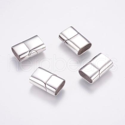 Tarnish Resistant Rectangle 304 Stainless Steel Magnetic Clasps with Glue-in Ends STAS-M195-11-1