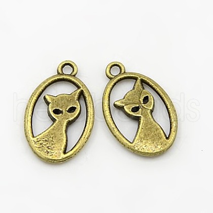 Tibetan Style Alloy Kitten Pendants TIBEP-R219-AB-FF-1