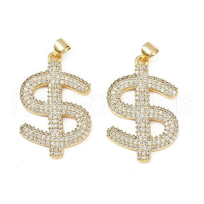 Brass Micro Pave Cubic Zirconia Pendants KK-S526-22G-1