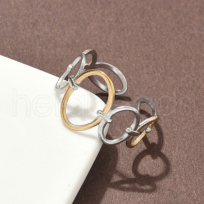 304 Stainless Steel Double Color Cuff Rings RJEW-S635-01GP-G-1