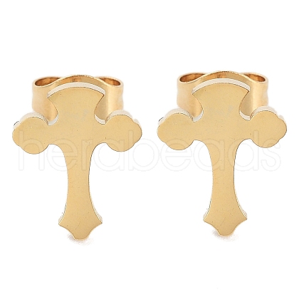 PVD Vacuum Plating 304 Stainless Steel Stud Earrings for Women EJEW-A048-47A-G-1