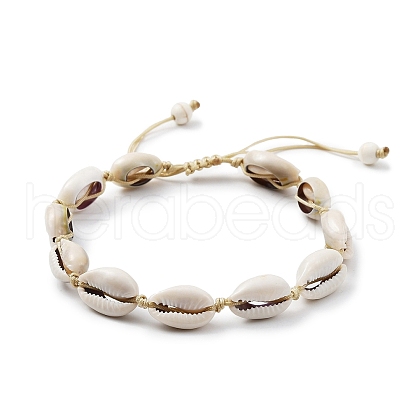 Natural Shell Braided Bead Anklet with Synthetic Turquoise Beads AJEW-AN00561-01-1