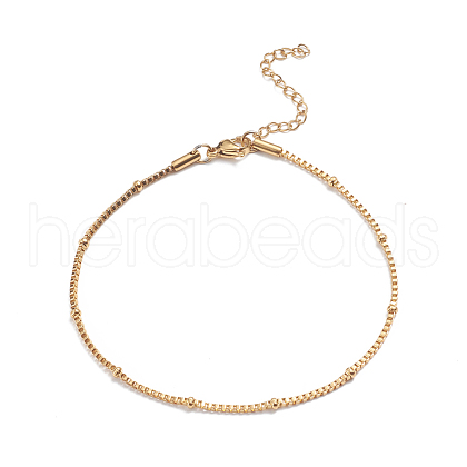 304 Stainless Steel Box Chain Anklets AJEW-G024-09G-1
