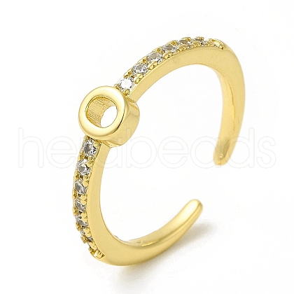 Clear Cubic Zirconia Initial Letter Open Cuff Ring RJEW-H120-09G-O-1