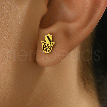 Fashionable Hollow Palm Stainless Steel Hand Earrings for Women UG3388-1