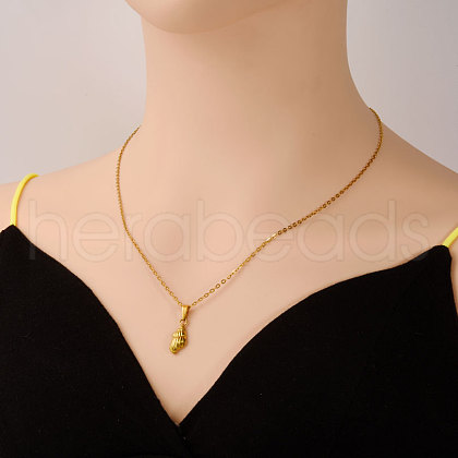 Stainless Steel Shell Shaped Pendant Necklaces for Women VS4043-2-1