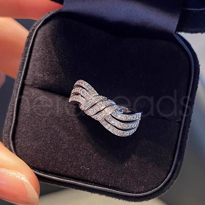 Rhodium Plated 925 Sterling Silver Finger Rings for Women FS-WGE36AE-02-1