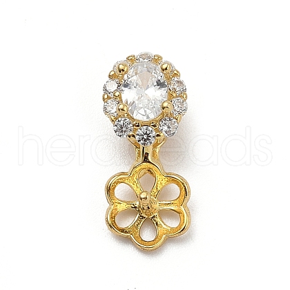 925 Sterling Silver Pave Clear Cubic Zirconia Flower Pendant Bails STER-P068-01G-1