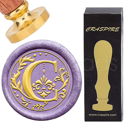 Brass Wax Seal Stamps with Wood Handle AJEW-WH0412-0236-1