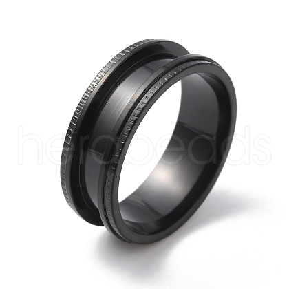 Stainless Steel Grooved Finger Ring for Men Women RJEW-WH0004-30E-EB-1