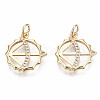Brass Micro Pave Clear Cubic Zirconia Pendants KK-S356-229G-NF-1