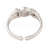 Rack Plating Brass Clear Cubic Zirconia Cuff Ring Components RJEW-M177-01P-3
