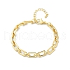 Brass Rectangle Link Chain Bracelets for Women Men BJEW-K273-08G-4