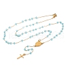 Ion Plating(IP) Crucifix Cross 304 Stainless Steel Rosary Bead Necklaces NJEW-M075-04G-05-1