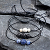 3Pcs Retro Natural Lapiz Lazuli & Lava Rock & White Jade Braided Bead Bracelet Set for men GS8935-1