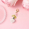 Flower Bud Glass Pearl & Seed Beads Pendant Decorations HJEW-MZ00275-4