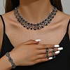 Alloy Rhinestone Link Chain Necklaces & Stud Dangle Earrings & Bracelets Sets FS-WG454B6-02-2