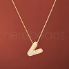 Brass Micro Pave Clear Cubic Zirconia Initial Pendant Necklaces for Women FS-WGDC51D-22-1