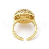 Brass with Cubic Zirconia Open Cuff Rings for Women RJEW-A035-12G-3