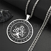 304 Stainless Steel Black Enamel Rune Tree of Life Pendant Necklaces for Men NJEW-K283-27P-2
