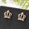 Crown Brass Micro Pave Clear Cubic Zirconia Stud Earrings for Women EJEW-G428-06G-3