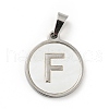 304 Stainless Steel with White Shell Pendants STAS-G268-01F-P-2