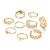 9Pcs 9 Style Brass Cuff Rings RJEW-LS0001-11G-4