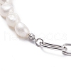 Natural Keshi Pearl Beaded Necklace with 304 Stainless Steel Paperclip Chains for Women NJEW-JN03849-4
