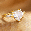 Brass Pave Cubic Zirconia Adjustable Cuff Rings for Women JI1426-4